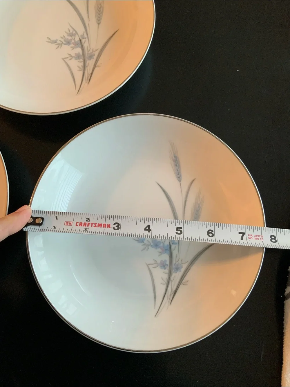 Vtg Castlecourt Fine China 3 Soup Bowl Blue Accent Wheat Harvest Japan